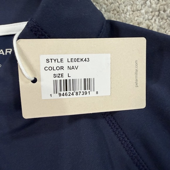 Peter Millar 1/4 Zip Pullover L Solid Navy Performance Stretch UPF 50+ Women's - Picture 3 of 9